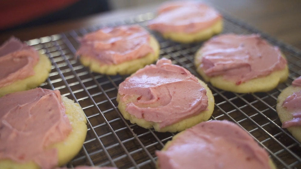 Lemon Cookies with Raspberry Frosting