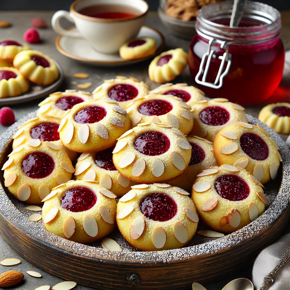 raspberry almond cookies