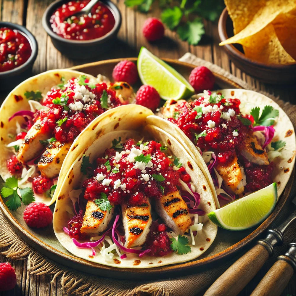 raspberry chicken tacos