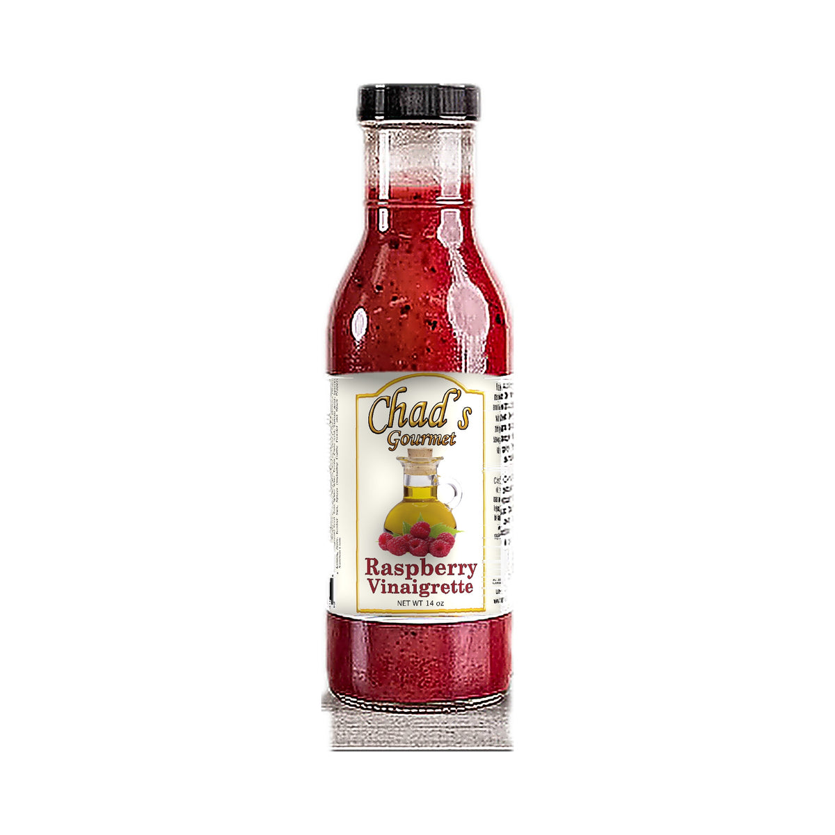 Bottle of Chad's Gourmet Raspberry Vinaigrette, 2025 label