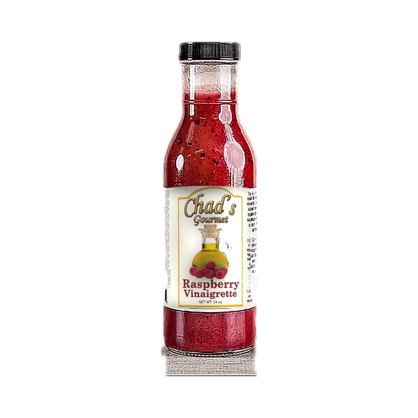 Bottle of Chad's Gourmet Raspberry Vinaigrette, 2025 label